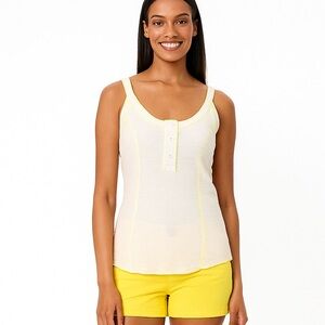 Free People Cream Fitted Sleeveless Tank Top